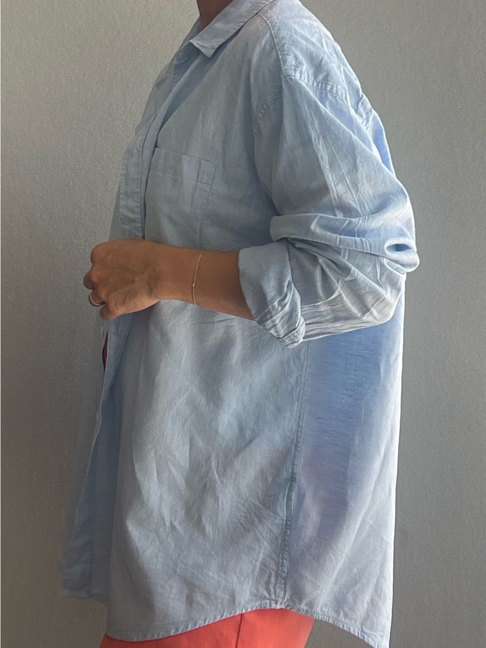 NATURAL FIBER Linen Cotton Blend Men’s XL Oversized Boxy Button Down Shirt
